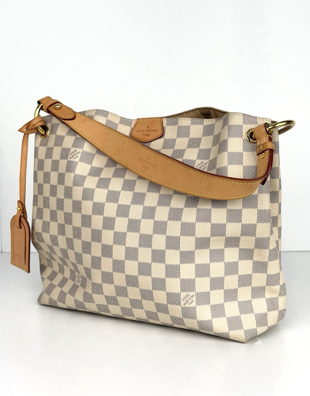 Louis Vuitton Graceful PM Tote Shoulder Bag in Damier Azur Coated Canvas 2018 S